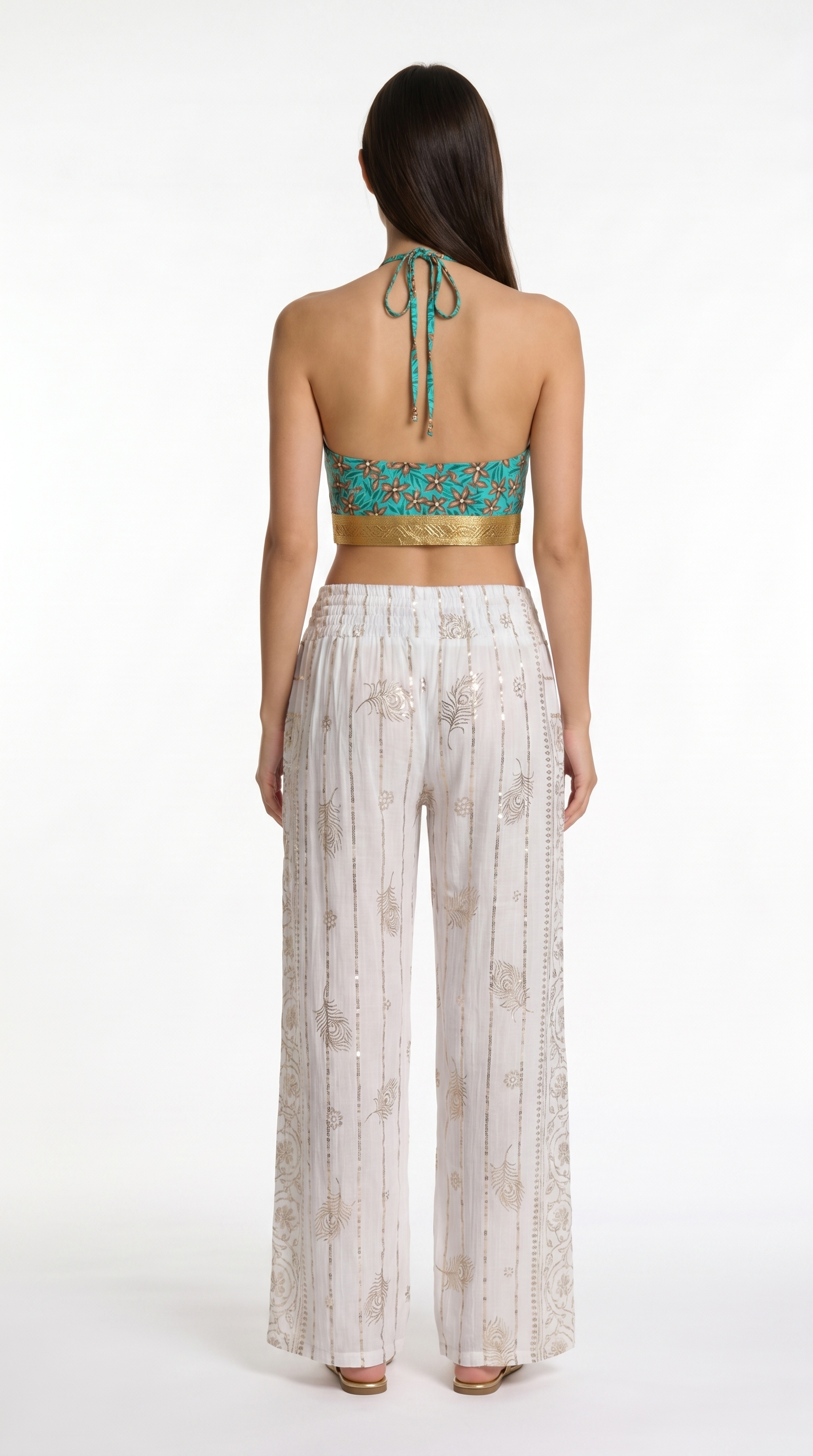 Pantaloni ricami dorati