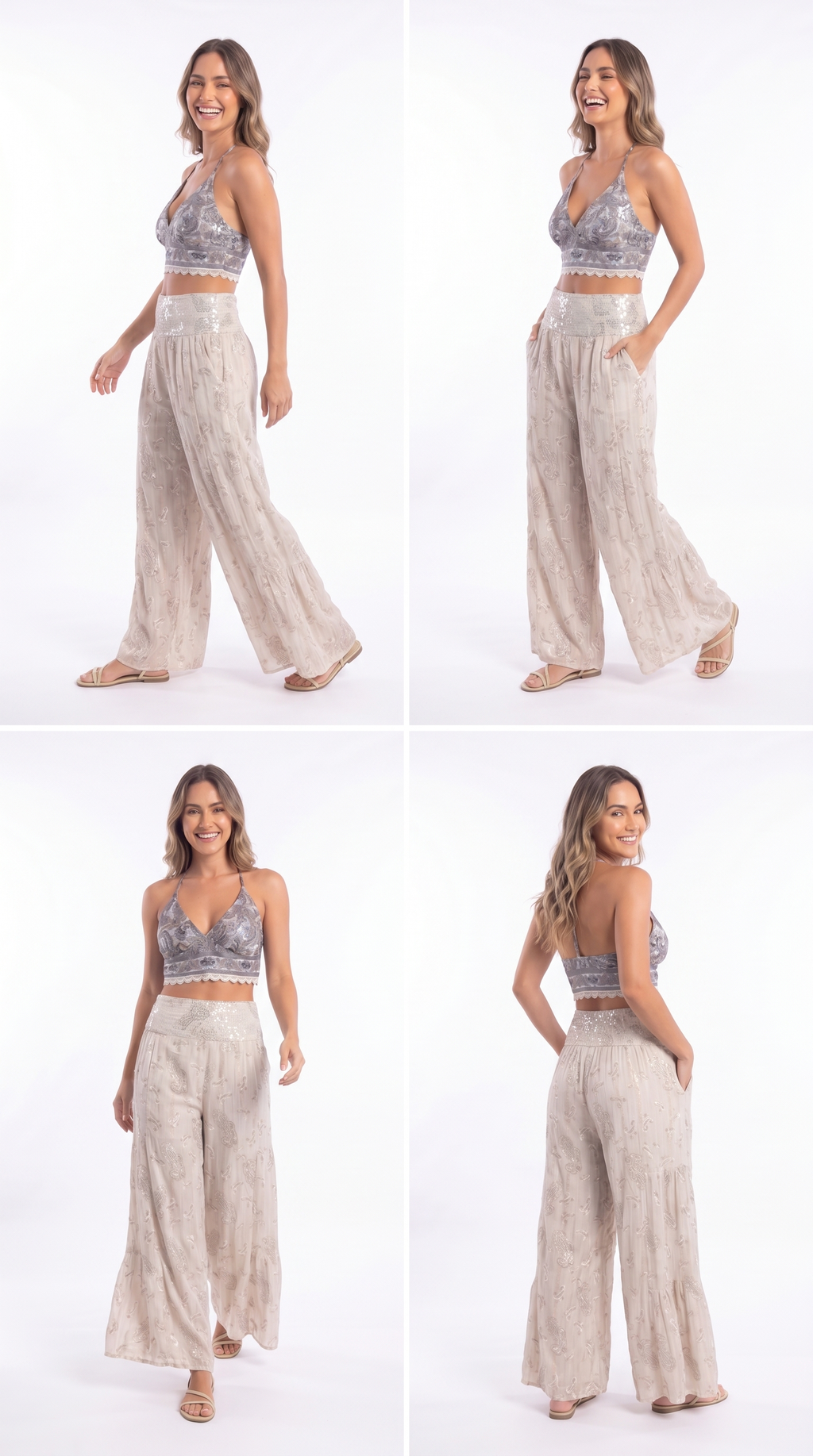 Pantaloni ricami dorati