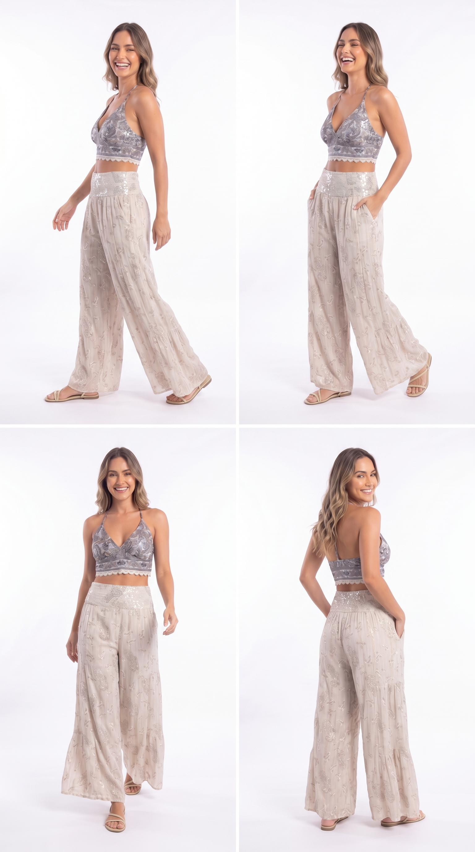 Pantaloni ricami dorati