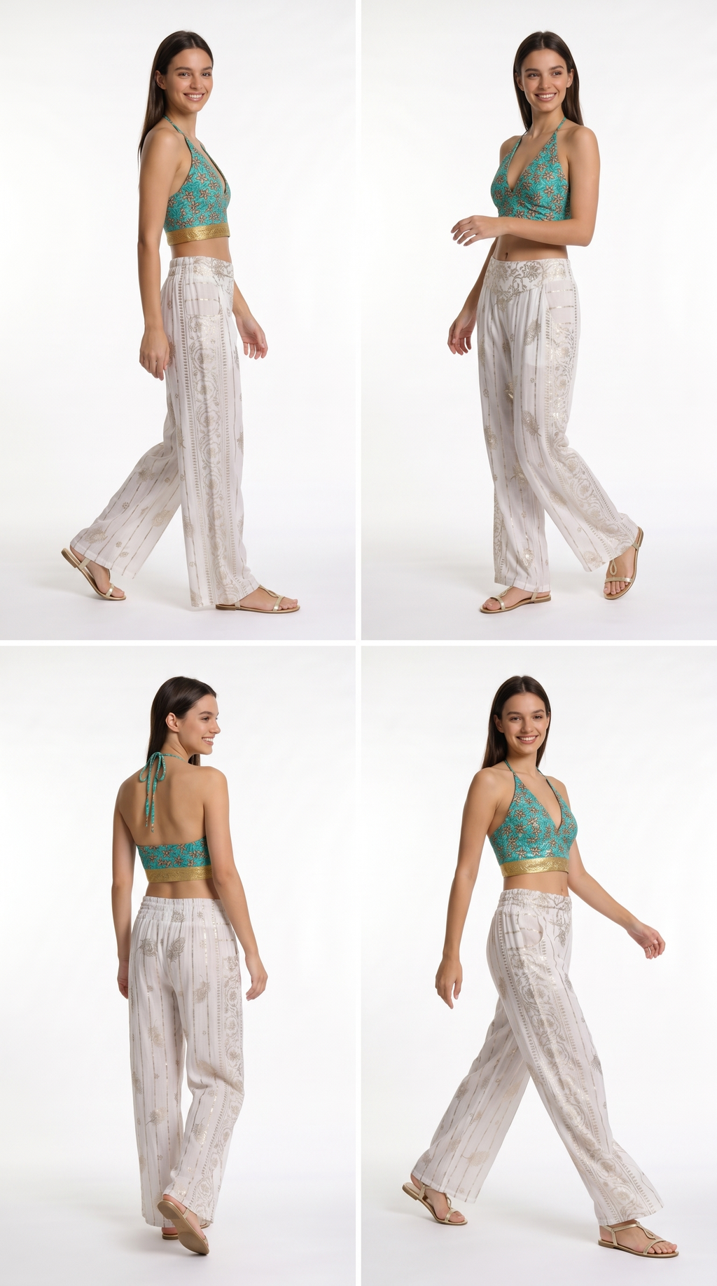 Pantaloni ricami dorati