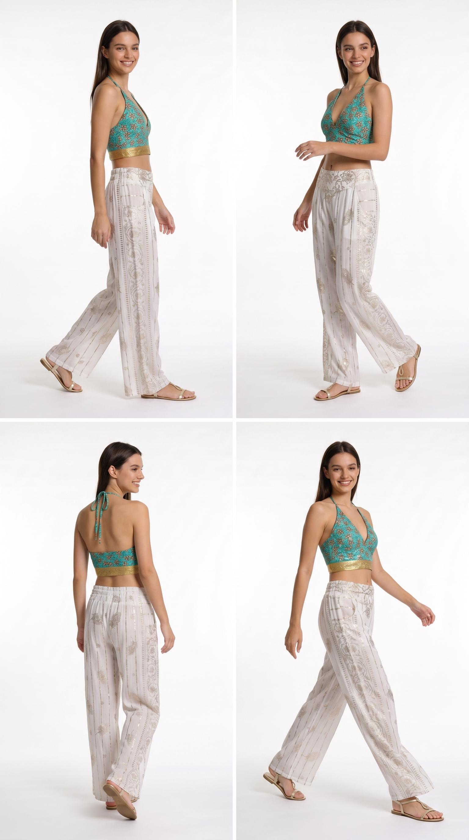 Pantaloni ricami dorati